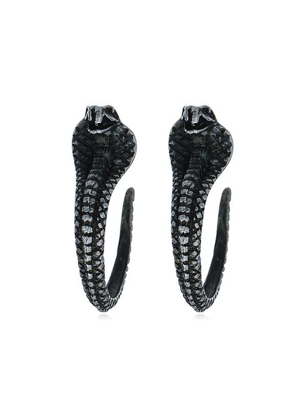 

Retro Cobra Snake Carved Stud Earrings, Black