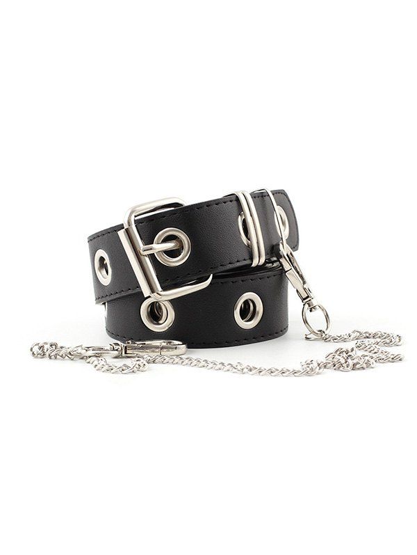 

Punk O Rings Chain Pin Buckle Belt, Black