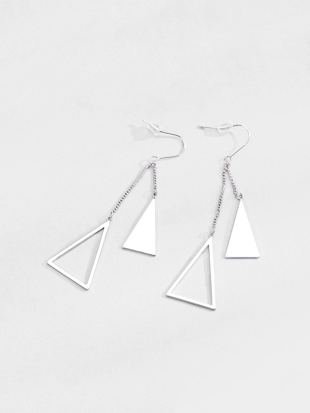 

Hollow Out Geometric Shape Drop Earrings, Silver