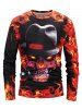 Halloween Skull Fire Flame 3D Print Long Sleeve T Shirt -  