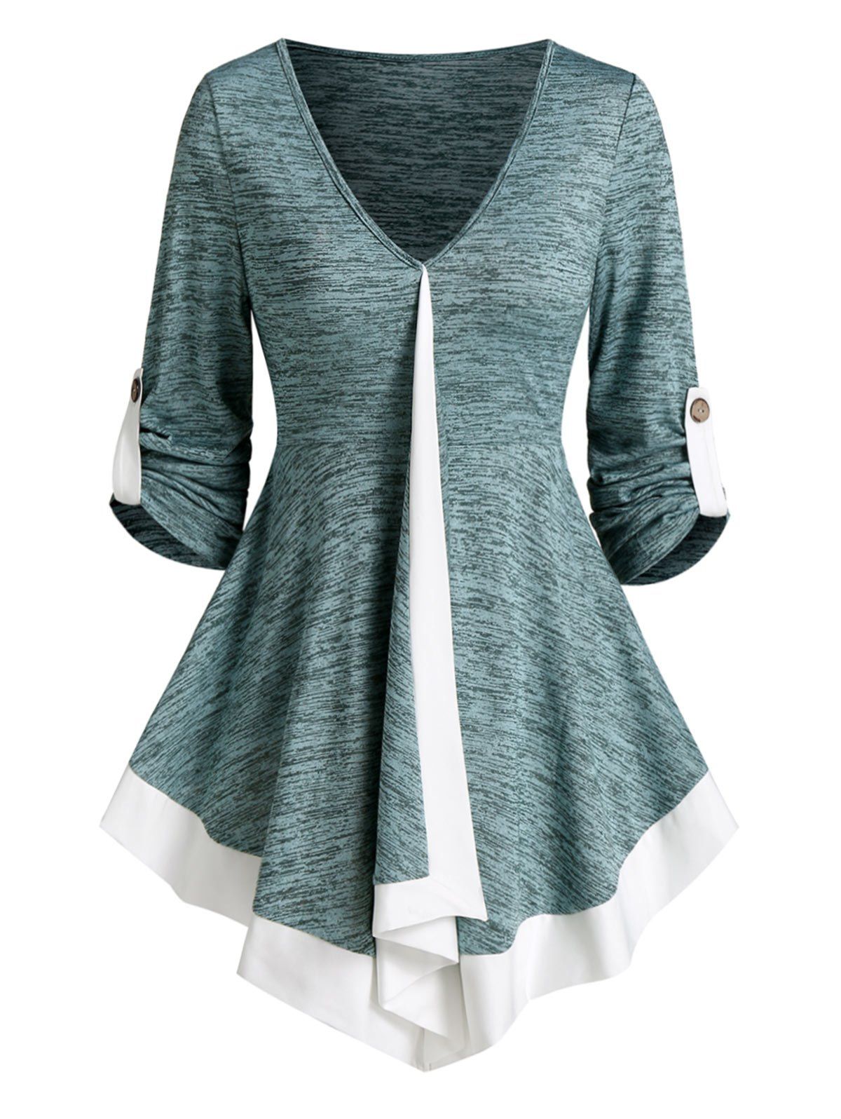 

Pointed Hem Space Dye Print T-shirt, Dark turquoise