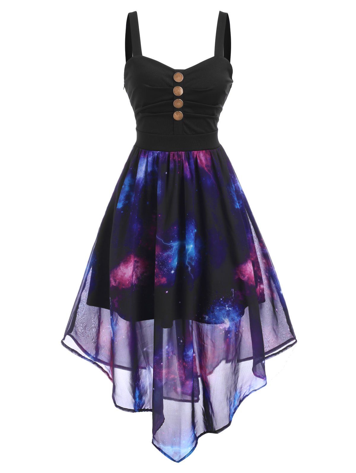 starry sky ruffle tulle slip dress