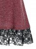 Plus Size Lace Panel Bowknot See Thru Cutout Knit Sweater -  