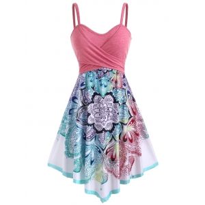 

Bohemian Flower Crossover Sleeveless Dress, Light pink