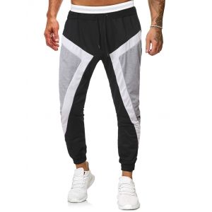 

Colorblock Geometric Pattern Jogger Sweatpants, Black