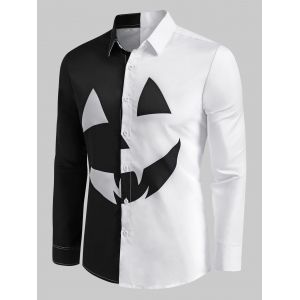 

Two Tone Pumpkin Graphic Halloween Long Sleeve Shirt, Black