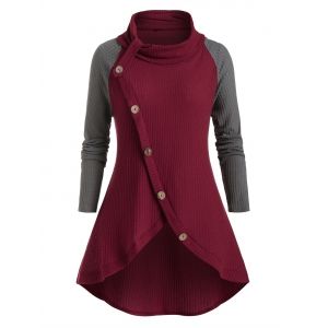 

Plus Size High Collar Raglan Sleeve Sweater, Multi