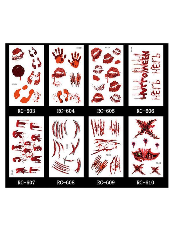 

Halloween Waterproof Blood Wound Tattoo Stickers Set, Multi-c