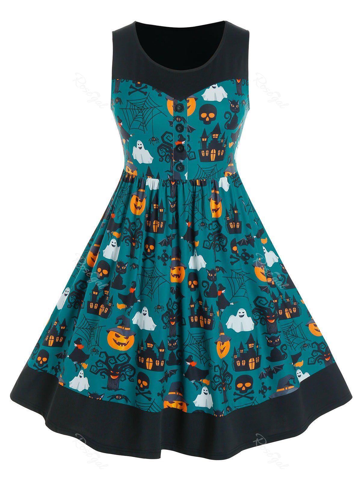 plus size halloween print dress