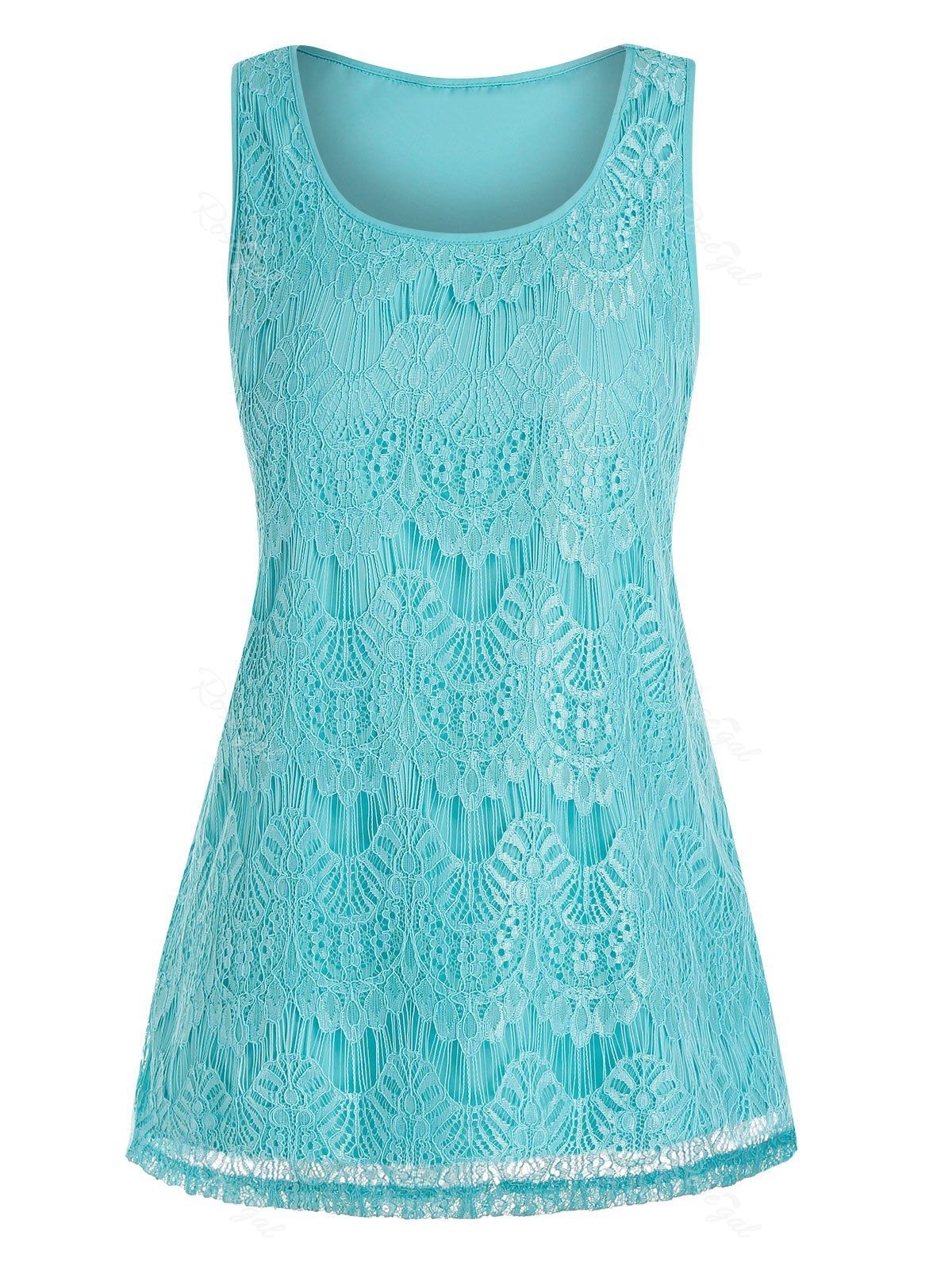 plus size lace overlay top