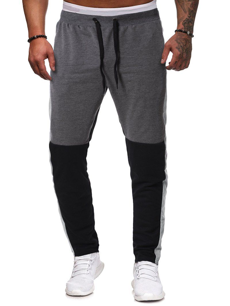 

Colorblock Panel Casual Sweatpants, Gray