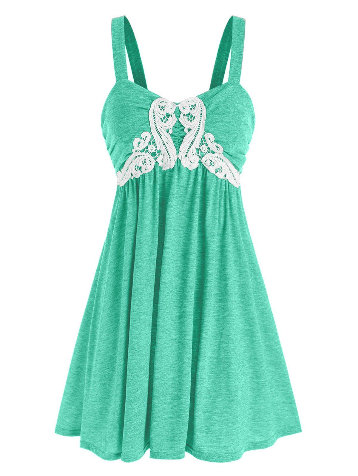 

Guipure Panel Sweetheart Tank Dress, Light green