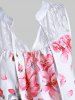 Plus Size Lace Panel Floral Print Tank Top -  
