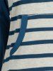 Sweat à Capuche Rayé Tricoté avec Poche Kangourou en Jersey - Bleu S