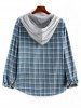 Plaid Colorblock Panel Hooded Shirt -  