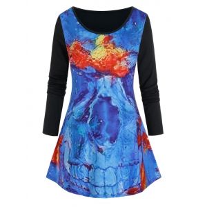 

Plus Size Abstract Skull Pattern Tunic T-shirt, Black