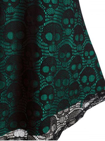 Plus Size Halloween Skull Layered Tunic Tank Top, Medium turquoise