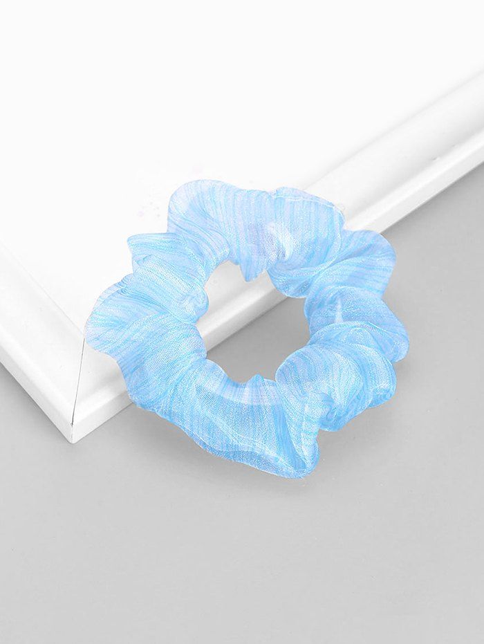 

Striped Metallic Elastic Gauze Scrunchy, Light blue