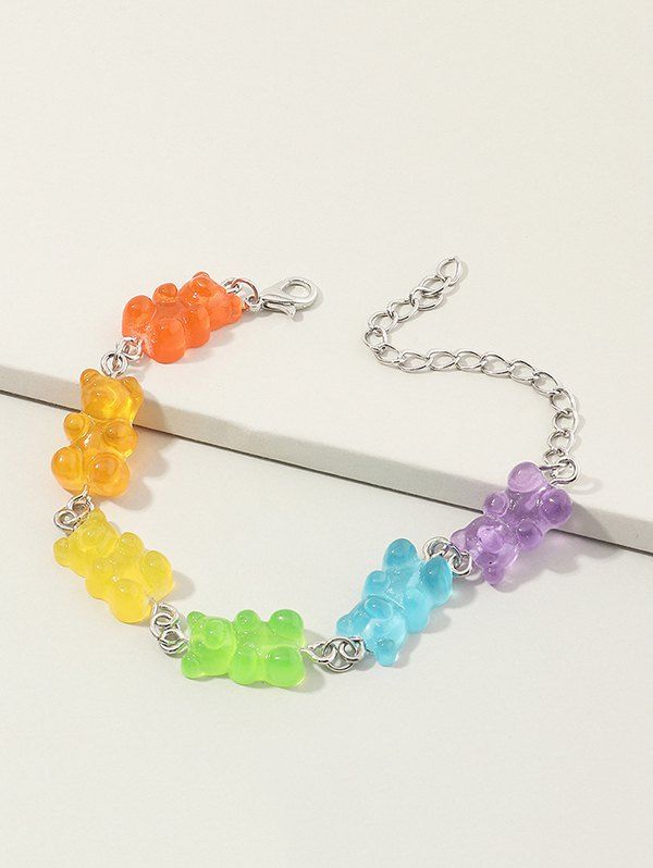 

Colored Resin Bear Candy Shape Bracelet, Multi-a