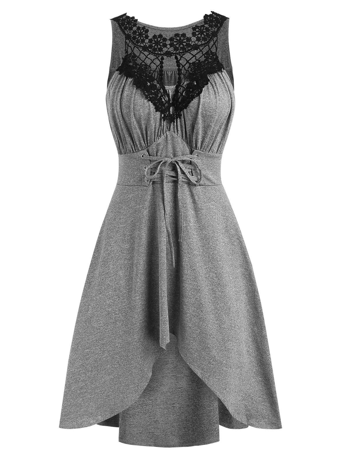 lace panel sleeveless high low dress