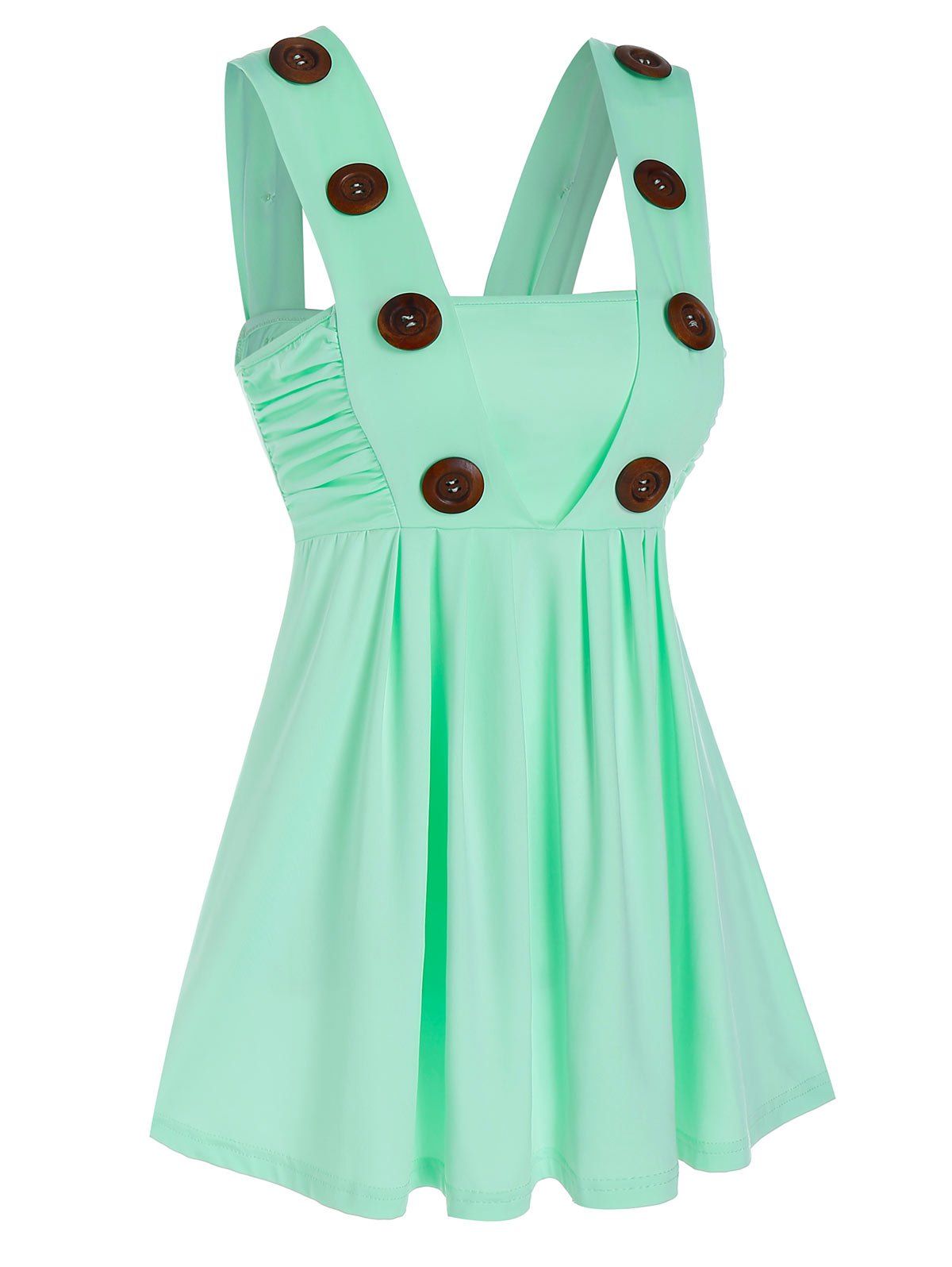 

Mock Button Ruched Tank Top, Light green