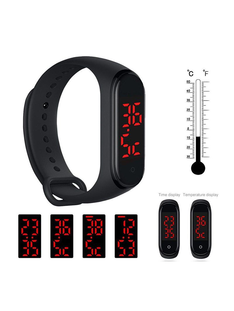 

Date Time Body Temperature Monitor Smart Bracelet, Black