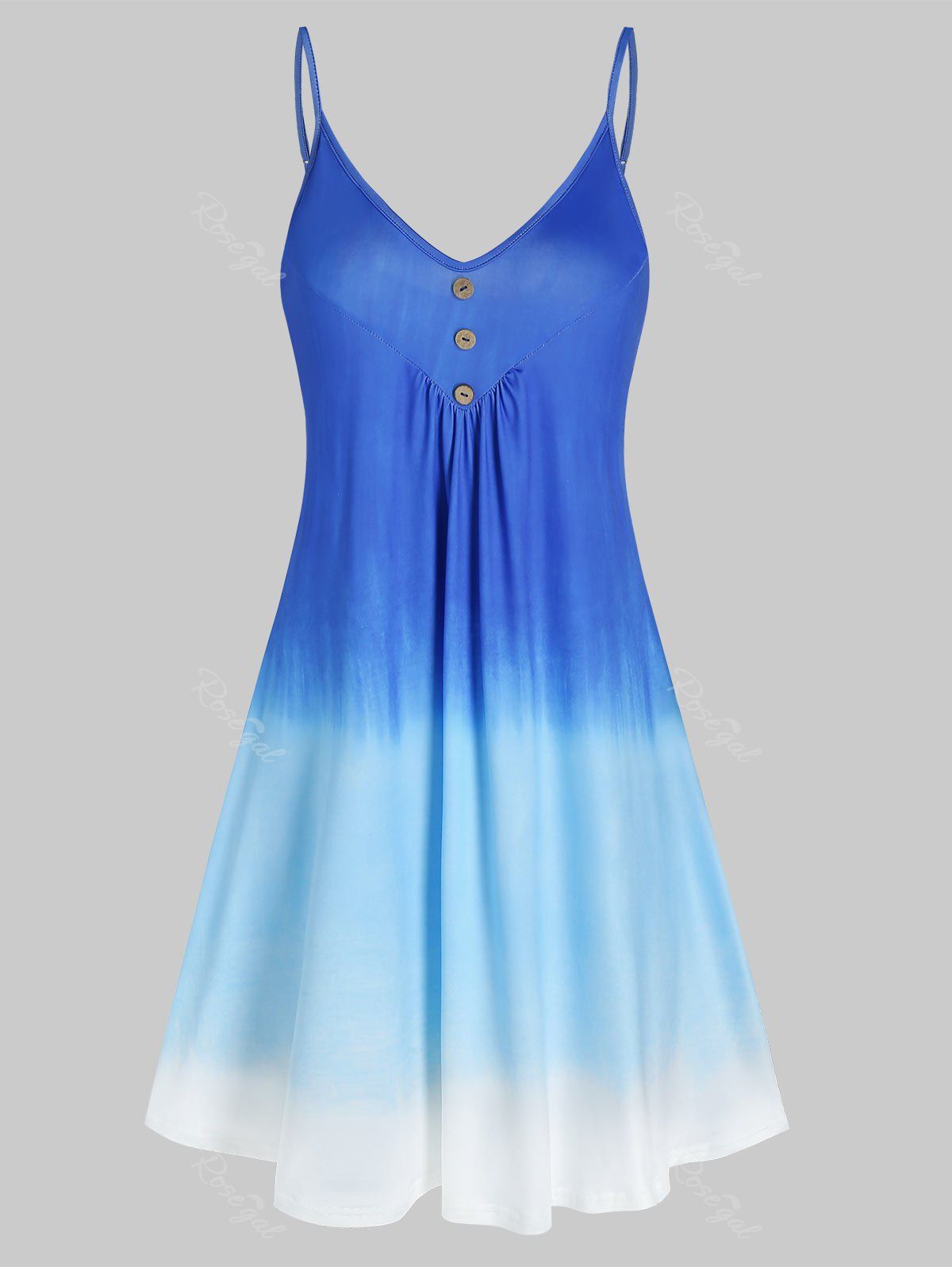 Mock Button Ombre Mini Cami Dress [28% OFF] | Rosegal