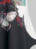 T-shirt Fleuri Papillon Imprimé en Blocs de Couleurs de Grande Taille - Noir 1X