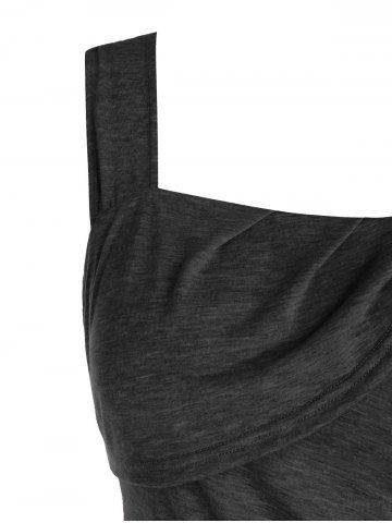 

Plus Size Ruched Asymmetric Sleeveless T Shirt, Dark slate grey