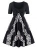 Plus Size Twisted Print A Line Knee Length Dress -  