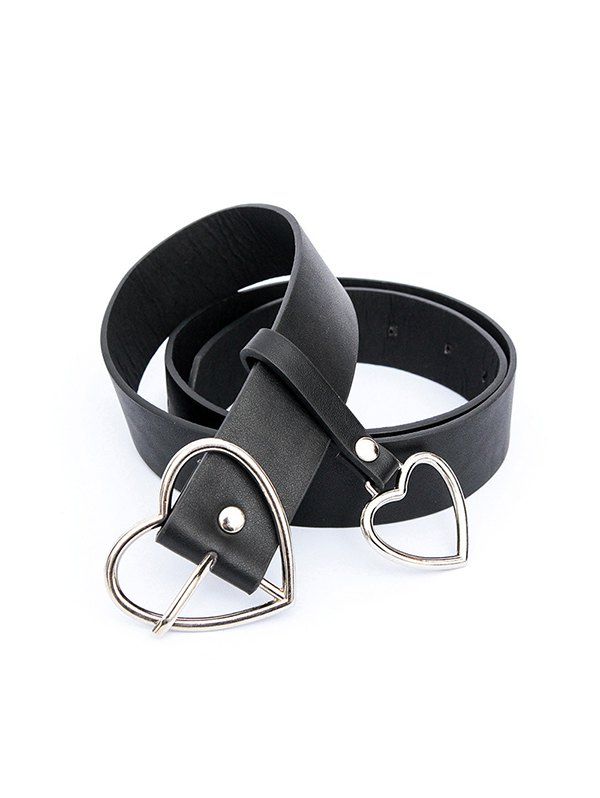 

Heart-shaped PU Pin Buckle Belt, Black