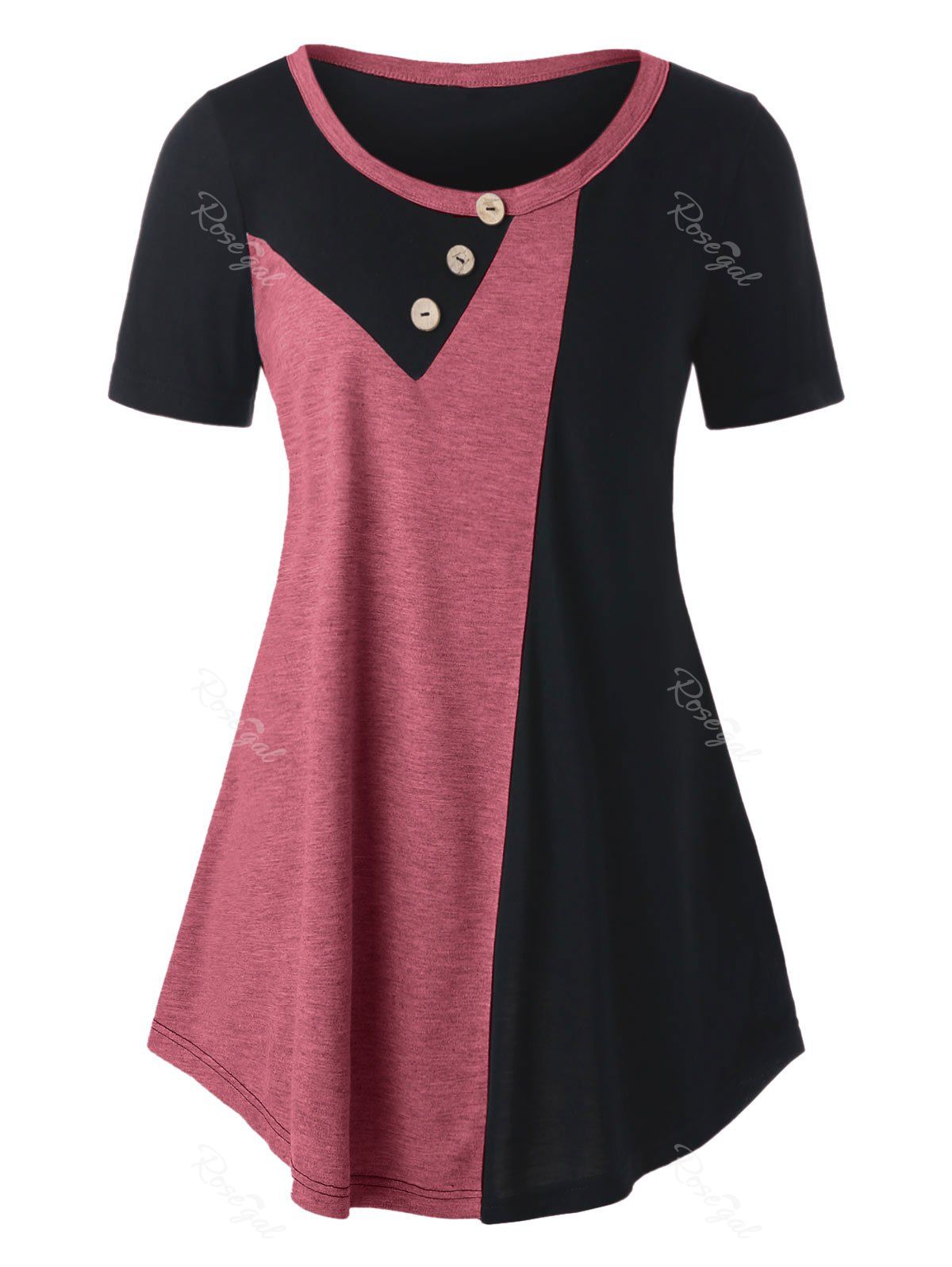

Plus Size Colorblock T Shirt, Valentine red