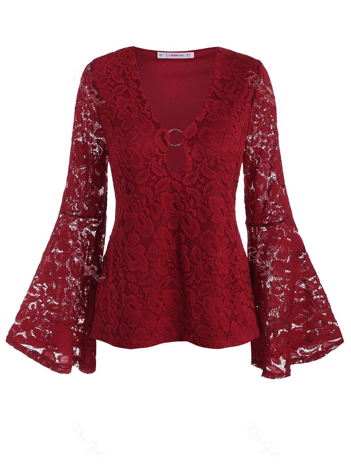 red lace blouse plus size