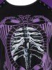 T-shirt d'Halloween Squelette Imprimée Grande Taille - Noir 3X