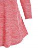 Space Dye Back Lace Panel Bowknot Longline T Shirt -  
