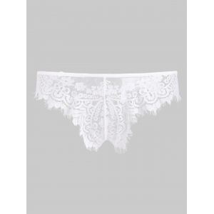 

Eyelash Lace Scalloped Thong Panty, White