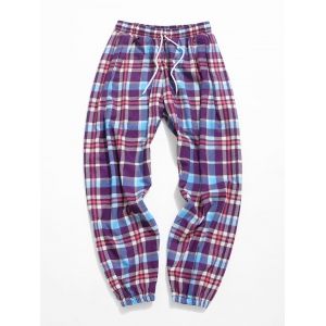 

Plaid Allover Print Casual Pants, Medium purple