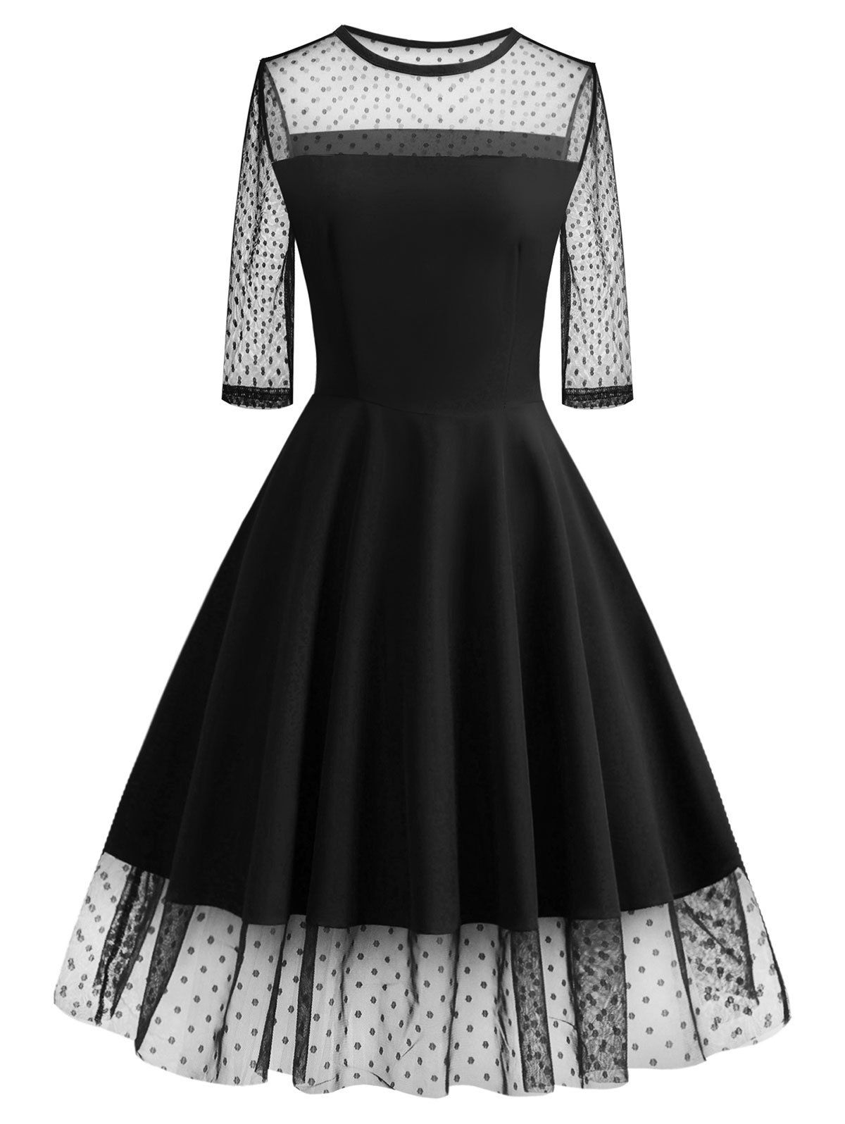prom dress with mesh sleeves