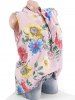 Chemise Fleurie Imprimée à Demi-Bouton avec Poche de Grande Taille - Rose clair 2XL