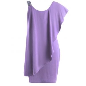 

Plus Size One Shoulder Flounce Dress, Light purple