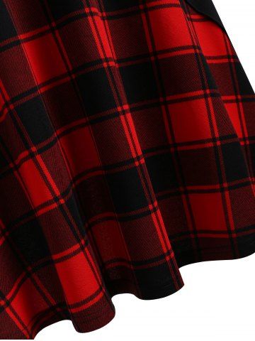 

Plus Size Skull Print Plaid Halloween Dress, Black