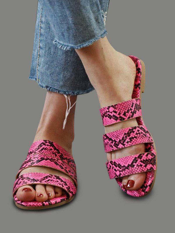 pink snakeskin slides