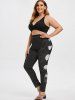 Plus Size Moon Eclipse Pattern High Waisted Leggings -  