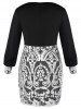 Plus Size Slit Sleeve Surplice Flower Lace Bodycon Dress -  
