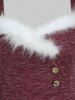 Plus Size Faux Fur Panel A Line Knit Dress -  