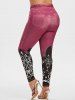 Plus Size 3D Jean Print High Waisted Jeggings -  