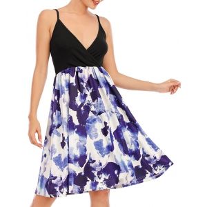 

Floral Surplice A Line Cami Dress, Blue