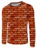 T-shirt Décontracté Brique de Mur Imprimée à Col Rond - Multi M