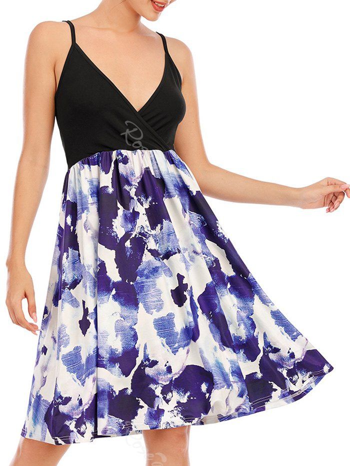 

Floral Surplice A Line Cami Dress, Blue