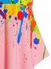 Plus Size Splatter Paint Criss Cross Boyleg Tankini Swimwear -  